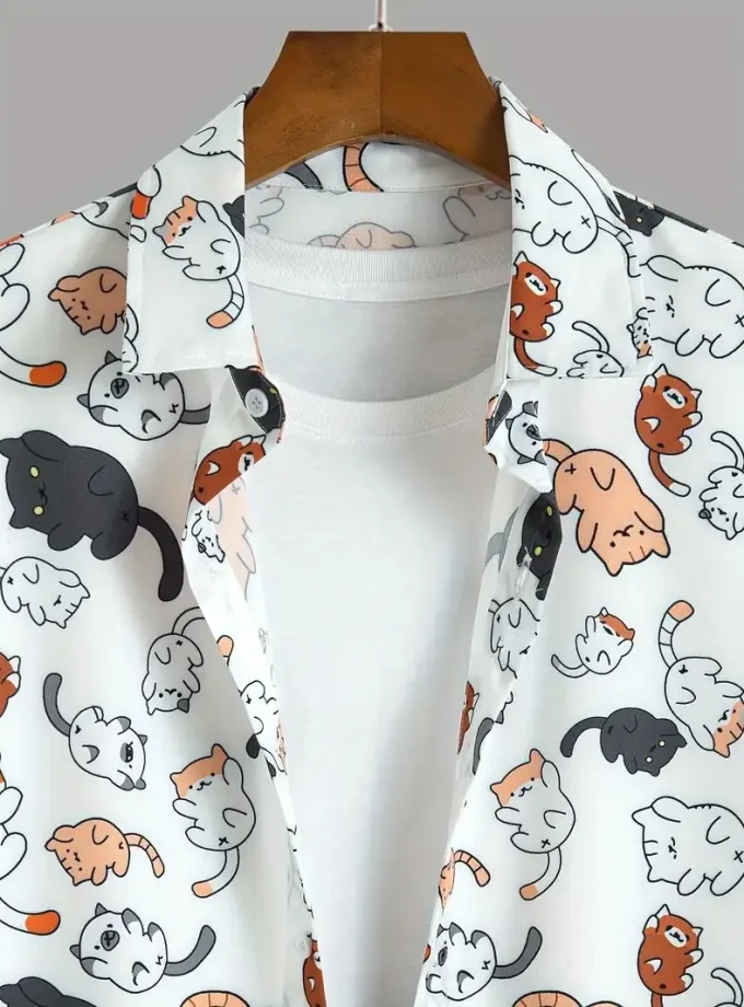 Men's Plus Size Casual Short Sleeve Button-Up Collar Shirt 3D Skull Print Crocheted Breathable Polyester Halloween shirt