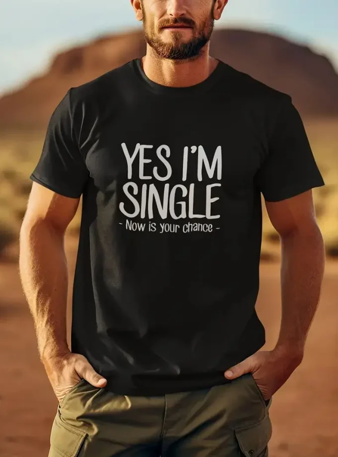 I'm single pattern Men's Short Sleeve Sports T-Shirt 3D Print Crew Neck Comfortable Versatile Spring Summer Fall Casual Knitted