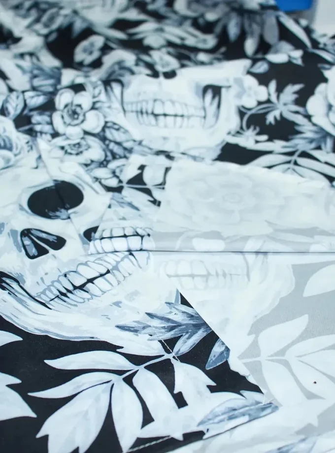 Men's Horror T-Shirt Stylish Skulls Flowers Portrait 3D Print Vintage Spring Summer Fall Style Relaxed Fit Lapel Collar Slight