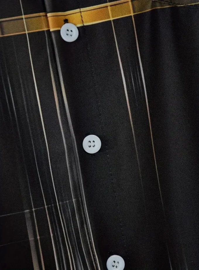 Men's Casual Short Sleeve Hawaiian Shirts with Geometric Stripe 3D Print Men's Shirt