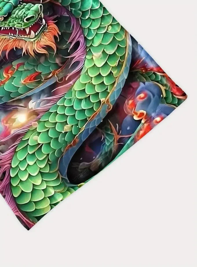 Men's 3D Digital Printed Casual Travel Shirt Design Vibrant Dragon on Soft Breathable polyester Material Short Sleeves