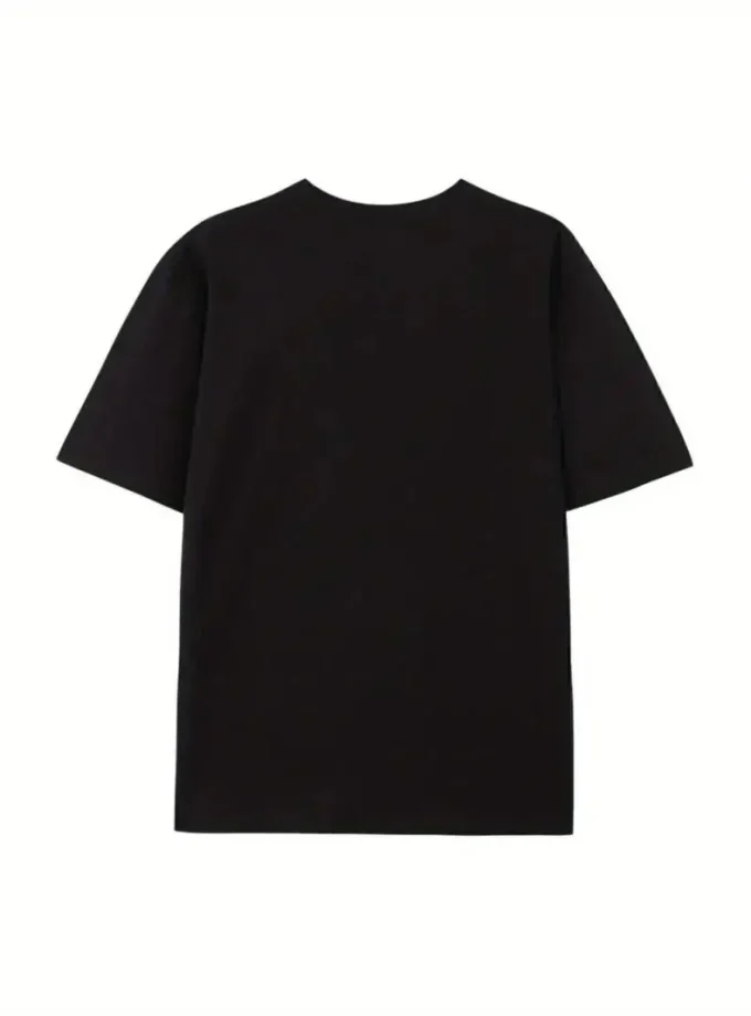 Men's Casual Cotton T-Shirts 3D Printed Striped Bear Graphic with Floral Prints V-Neck Collar and Short Sleeve Knitted Fabric