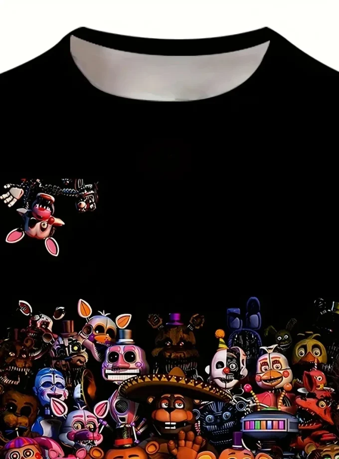 Men's 3D Printed Cartoon Characters Graphic Crew Neck Short Sleeve T-Shirt Crocheted V-Neck with Pattern Knitted Fabric