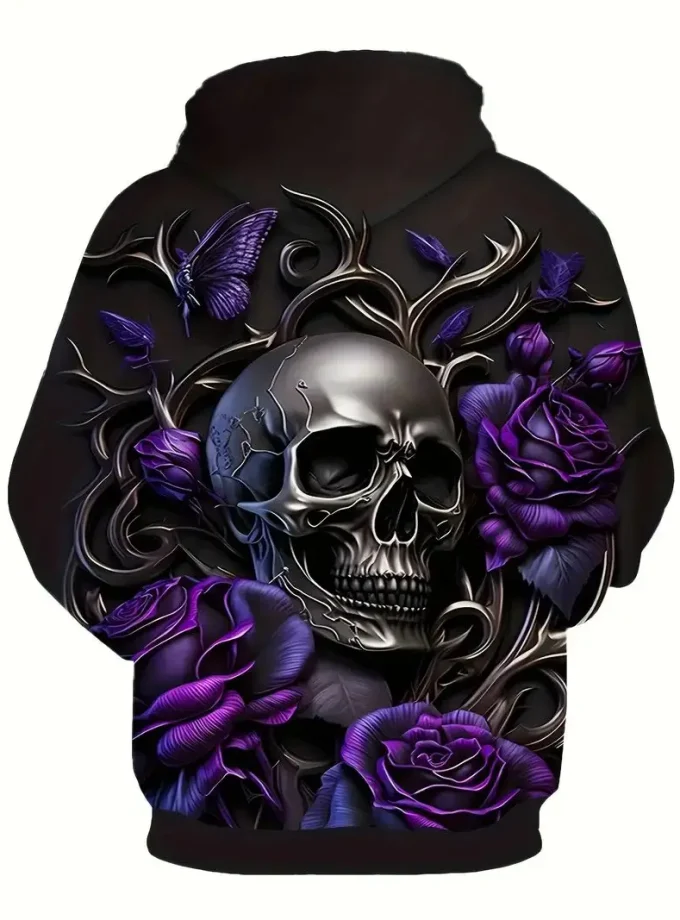 Men's Pullover Sweatshirt Plus Size Soft Breathable Skull Graphic Print Comfortable Outdoor Sports Casual Wear Fall winter