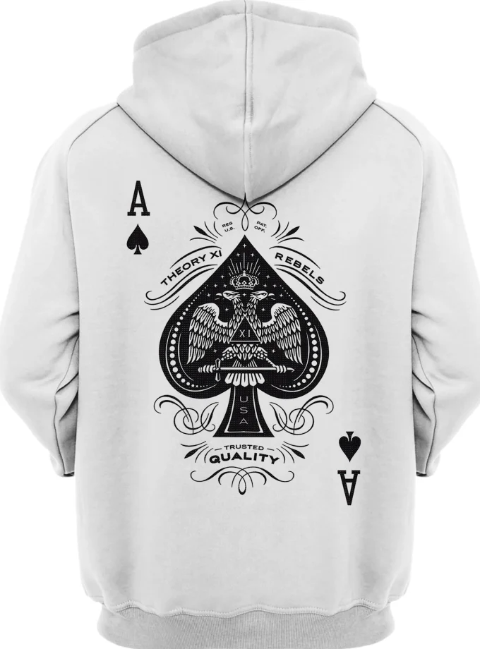Men's Hoodie Poker A Graphic Fleece Fabric Long Sleeves Printed Pullover Hoodies with Pocket