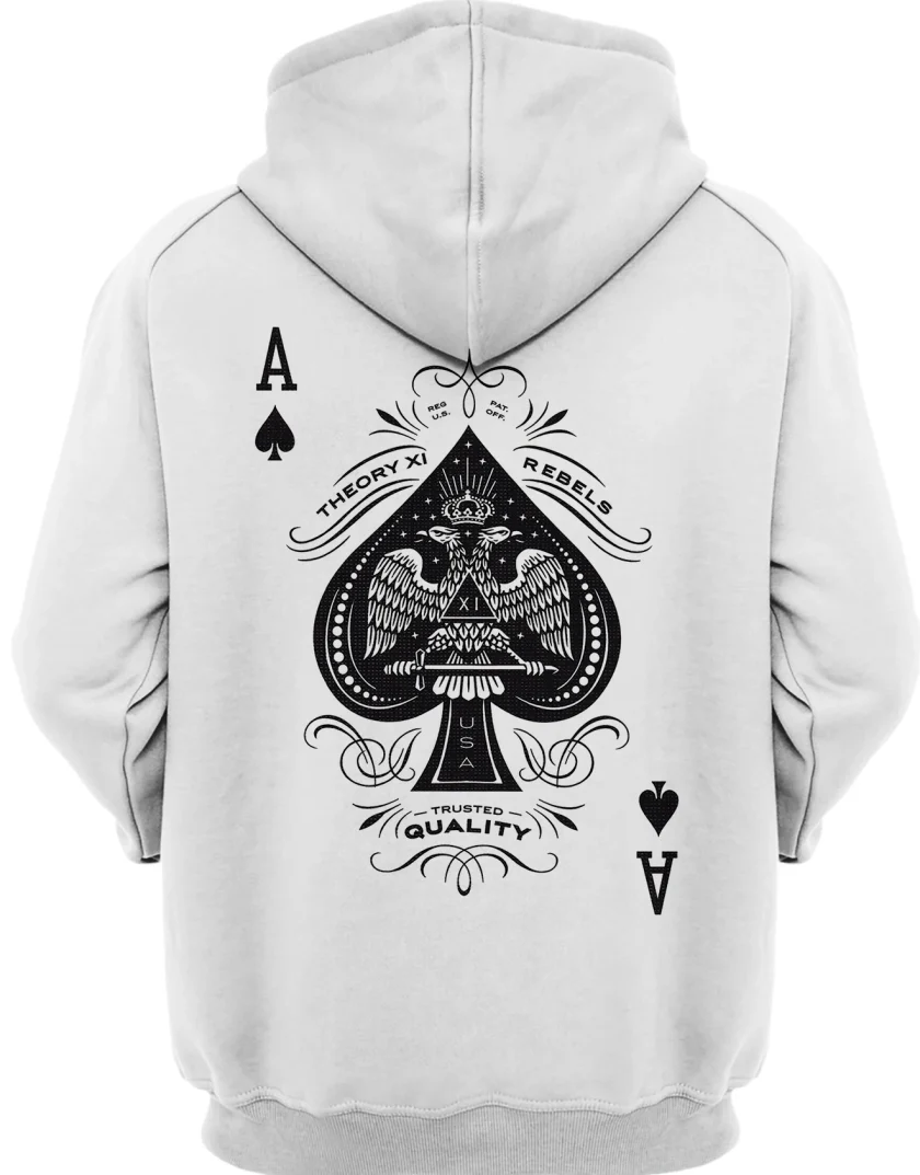 Men's Hoodie Poker A Graphic Fleece Fabric Long Sleeves Printed Pullover Hoodies with Pocket - Image 2