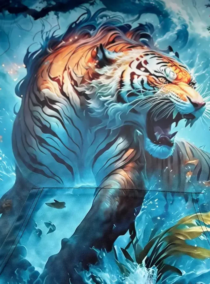 Men's Plus Size 3D Tiger Graphic Print Pullover Hooded Sweatshirt Trendy Casual Outdoor Sports Fleece Hoodies for Spring Fall