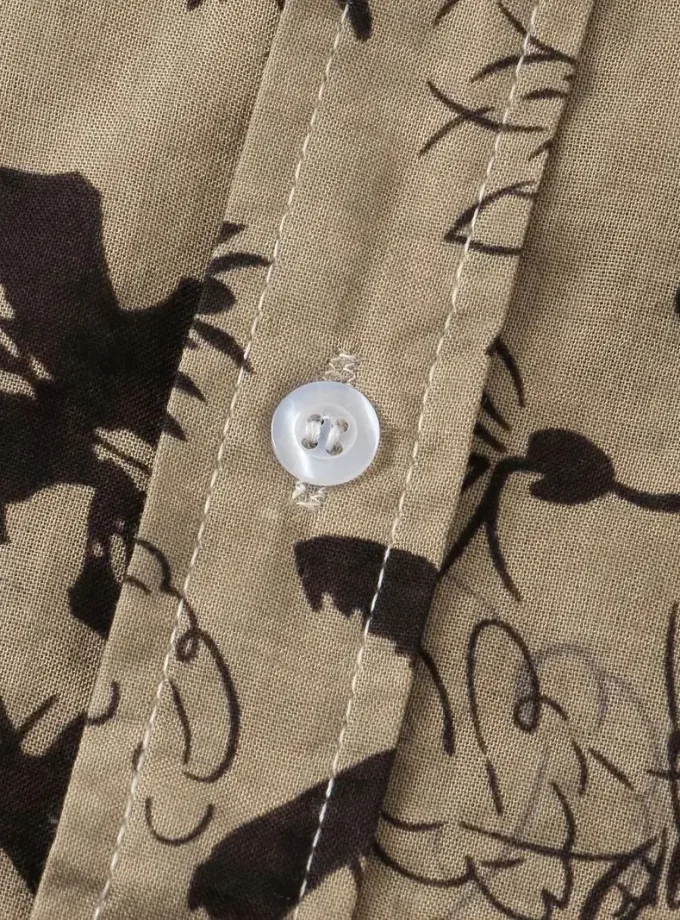 Men's Casual Summer Cotton Shirt Short Sleeve with Leaf and Flower Graphic Breathable and Sustainable Crocheted Male Clothing