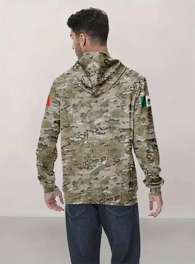 Men's Oversized Crocheted Long Sleeve Hoodie Eagle Camouflage digital Graphic Print Casual Outdoor Sweatshirt 3D Pattern