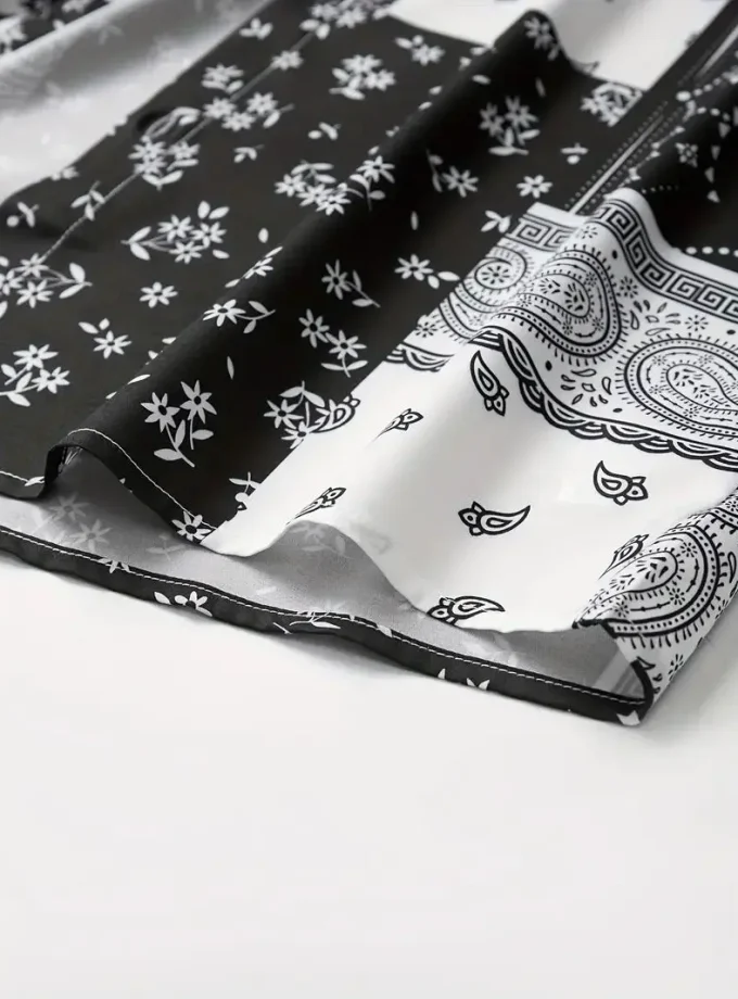 Men's Hawaiian Style Short Sleeve Shirt Special Gift Breathable Sustainable Silk Paisley Pattern XL Size for Summer Outdoor Wear