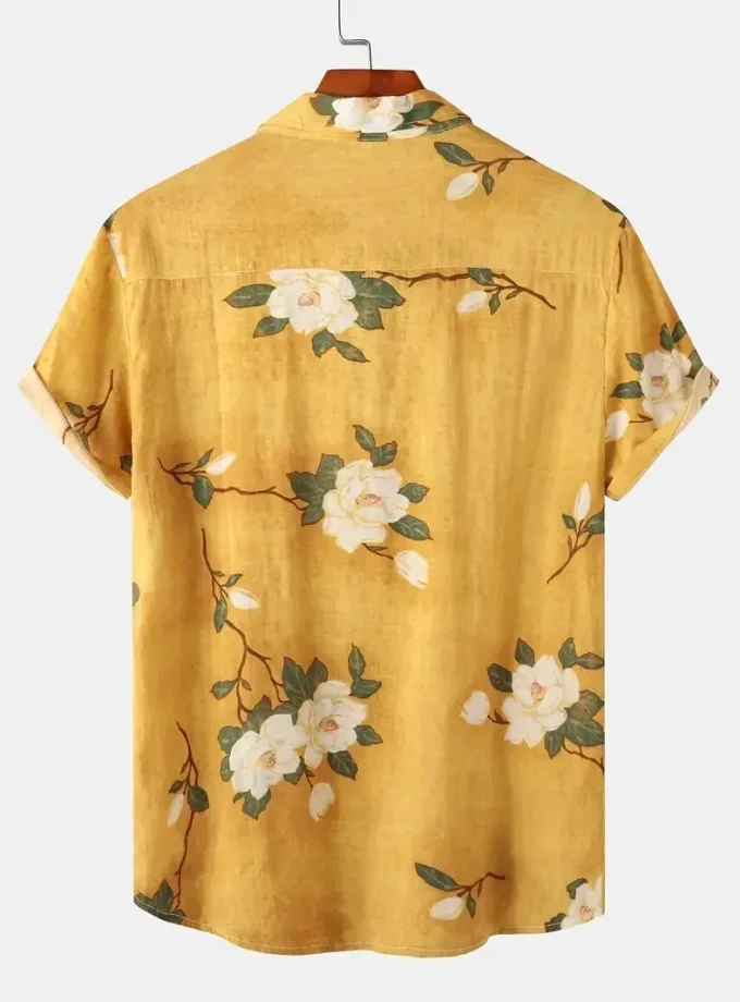 Men's Casual Slim Hawaiian Shirts 3D Floral Pattern Short Sleeve Breathable Anti-Wrinkle Anti-Shrink Sustainable for Summer