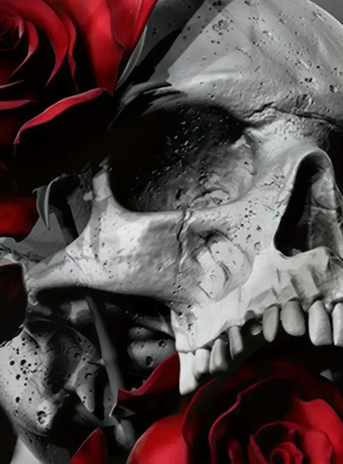 Men's Chic 3D Digital Skeleton Skull Rose Printed T-Shirt Short Sleeve Crew Neck Comfortable Breathable Tops Summer Outdoors