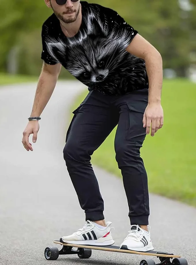 Men's Casual Oversized 3D Printed Graphic Novelty T-Shirt Jersey Crew Neck Short Sleeve for Summer Digital Printing