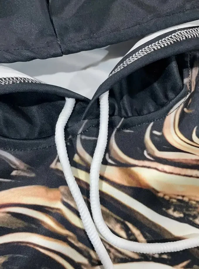 Men's Oversized Dragon Graphic Pullover Hooded Sweatshirt High Quality Soft Breathable Crocheted Print Design Winter Fall Season