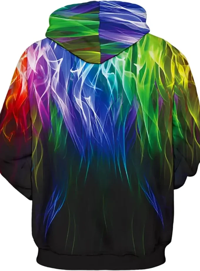 Men's Oversized Pullover Hoodie 3D Printed Solid Pattern Sweatshirt with Pockets Cool Outfits for Winter