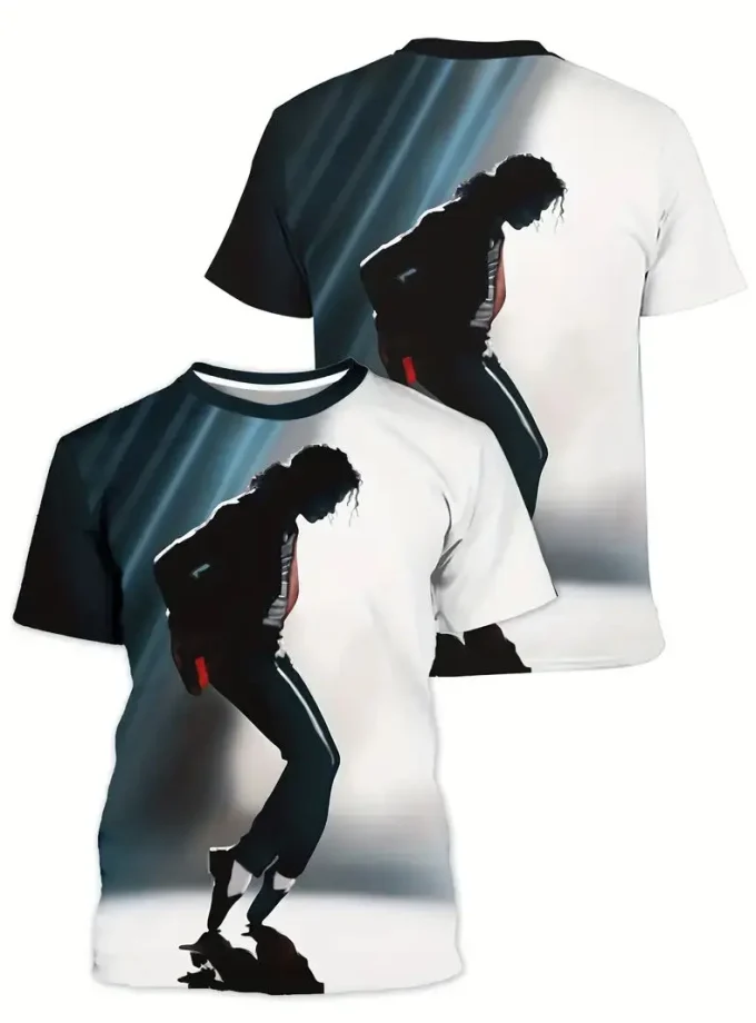 MJ Dance Digital Print Men's T-Shirt Soft Slight Stretch Crew Neck Comfortable Fit Machine Washable Polyester Blend Spandex