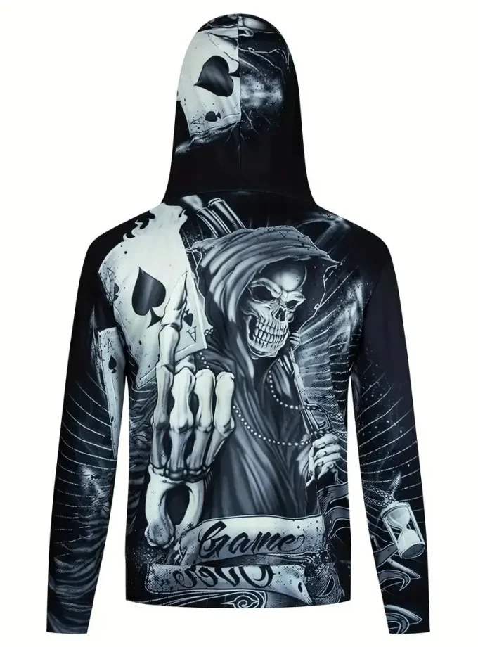 Men's Premium 3D Printed Skull Graphic Sweatshirt Fashionable Comfortable Stretch Fit Breathable Active Wear Outdoor Pullover