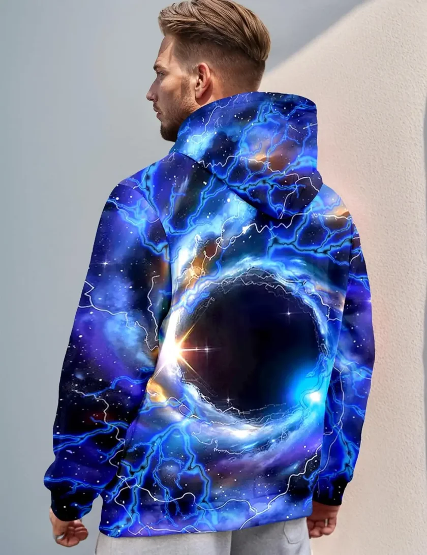 Men's Oversized Pullover Sweatshirt Long Sleeve 3D Galaxy Print Hoodie with Big Pocket Casual Fashion Fabric Material - Image 5