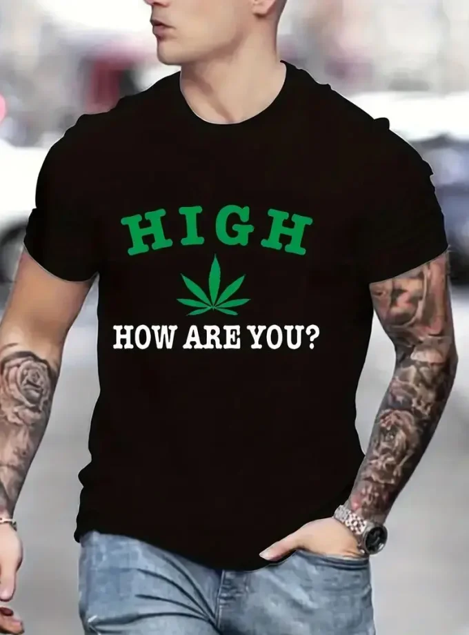 Men's Comfortable Casual Summer Wear Geometric Pattern Graphic Tee Crew Neck Slight Stretch Regular Fit Polyester Formal T-shirt