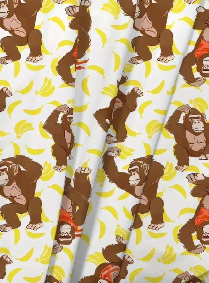 Men's Casual Short Sleeve Hawaiian Shirt with Monkey Print Breathable Lapel Button up for Summer Outdoor Activities