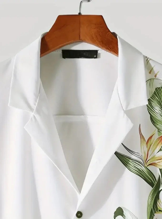 Men's Hawaiian Beach Style Floral Print Lapel Shirt Short Sleeve Knitted Sustainable Anti-Wrinkle for Summer polyester shirt