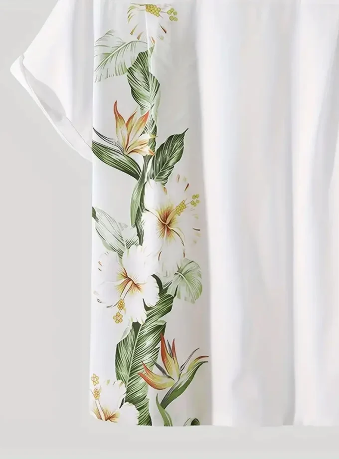 Men's Hawaiian Beach Style Floral Print Lapel Shirt Short Sleeve Knitted Sustainable Anti-Wrinkle for Summer polyester shirt