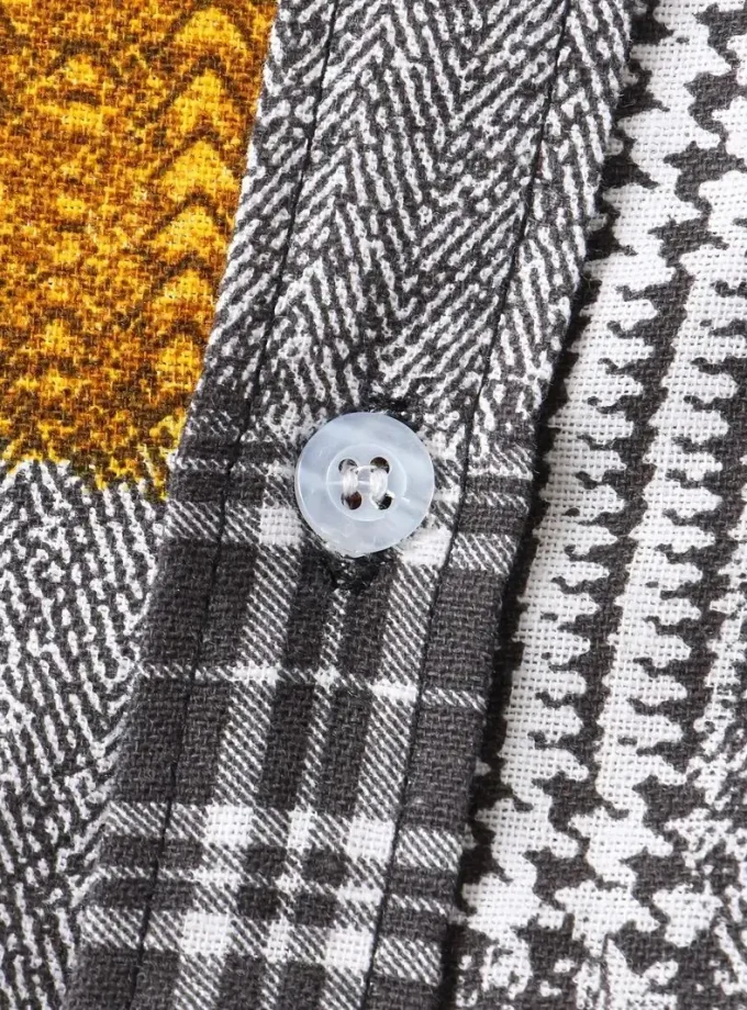 Men's Loose Fit Casual Button-Down Shirts Best Sellers with Floral Patchwork Print Sustainable Breathable Short Sleeve Design