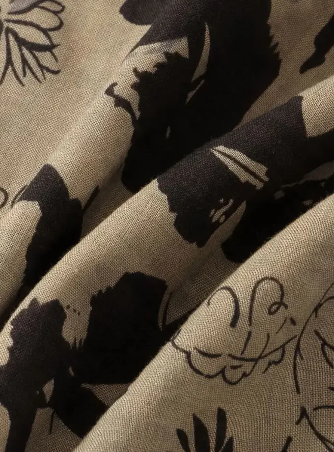 Men's Casual Summer Cotton Shirt Short Sleeve with Leaf and Flower Graphic Breathable and Sustainable Crocheted Male Clothing