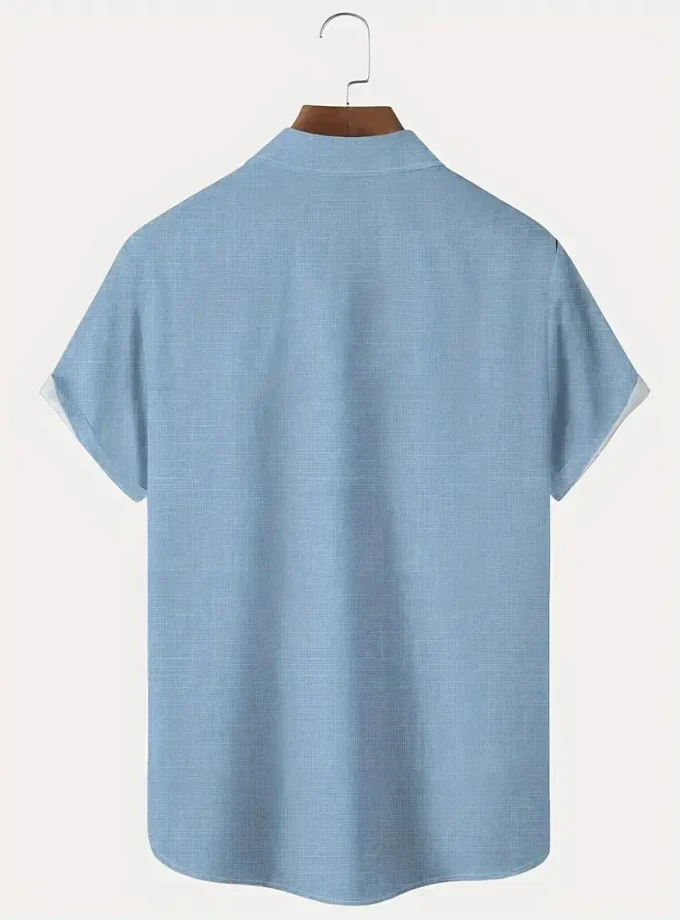 Men's Retro Style Hawaiian Shirt with 3D Stripe Print Breathable Short Sleeve Casual Shirt for Summer Vacation