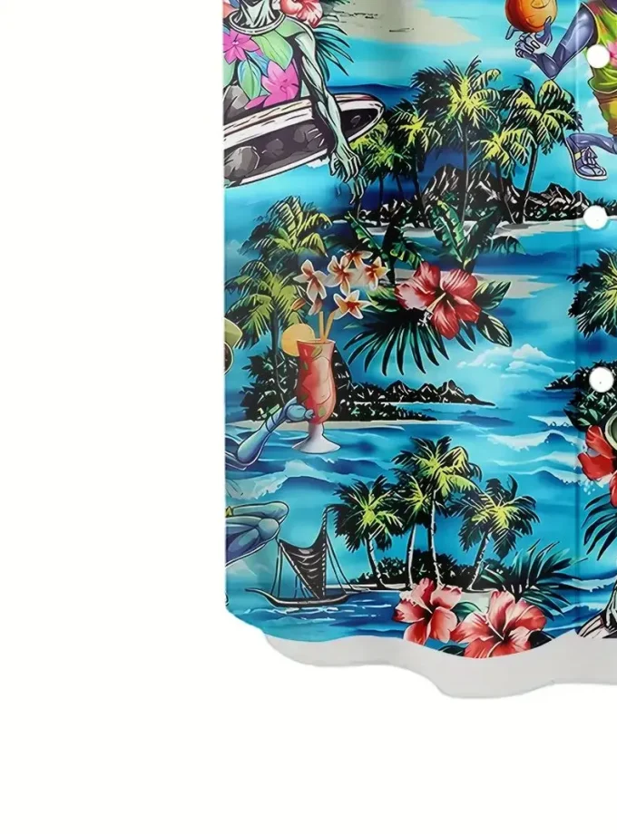 Men's Hawaiian Floral Print Button-Down Shirt Short-Sleeve Summer Vacation Clothing Sustainable Breathable