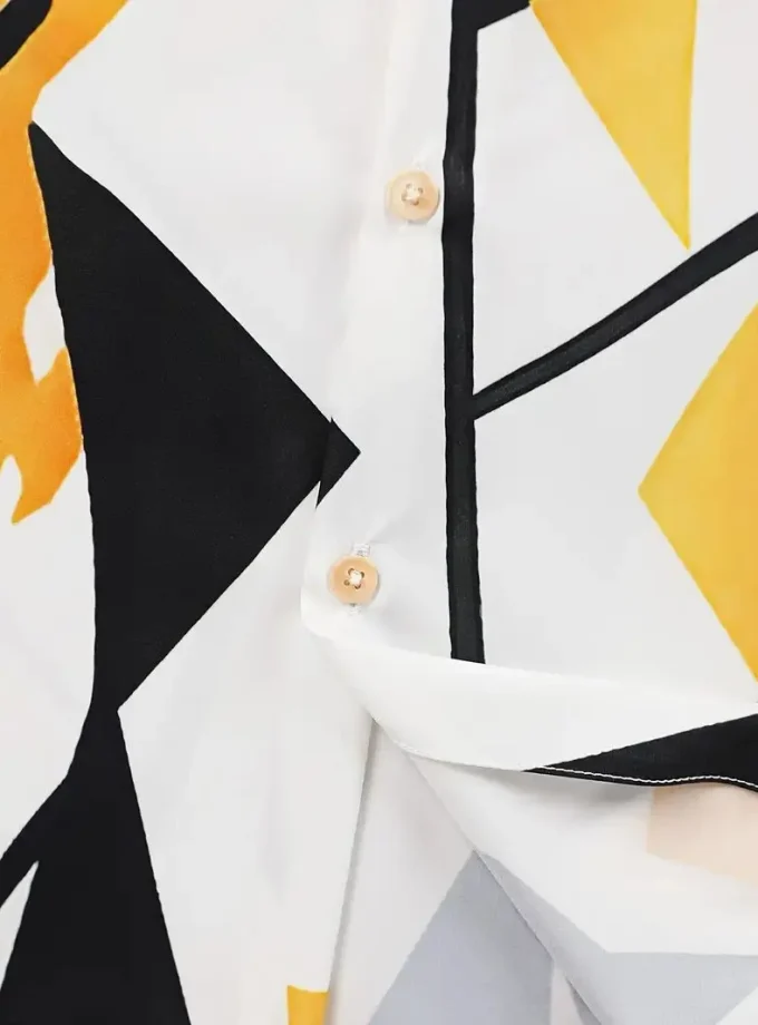 Men's Casual Short Sleeve Button-Up Shirt Unique Floral Geometric Print XL Size Breathable for Summer Outings Casual Attire