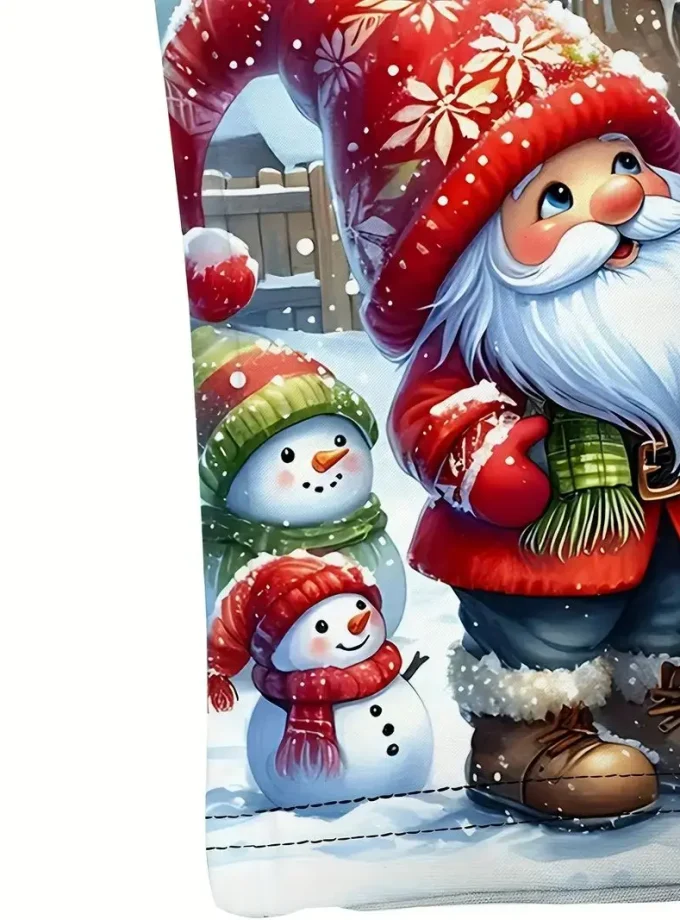 Men's Casual Short Sleeve V-Neck T-Shirt Snowman Graphic Print Knitted Clothing for Summer Outdoor Blank Design