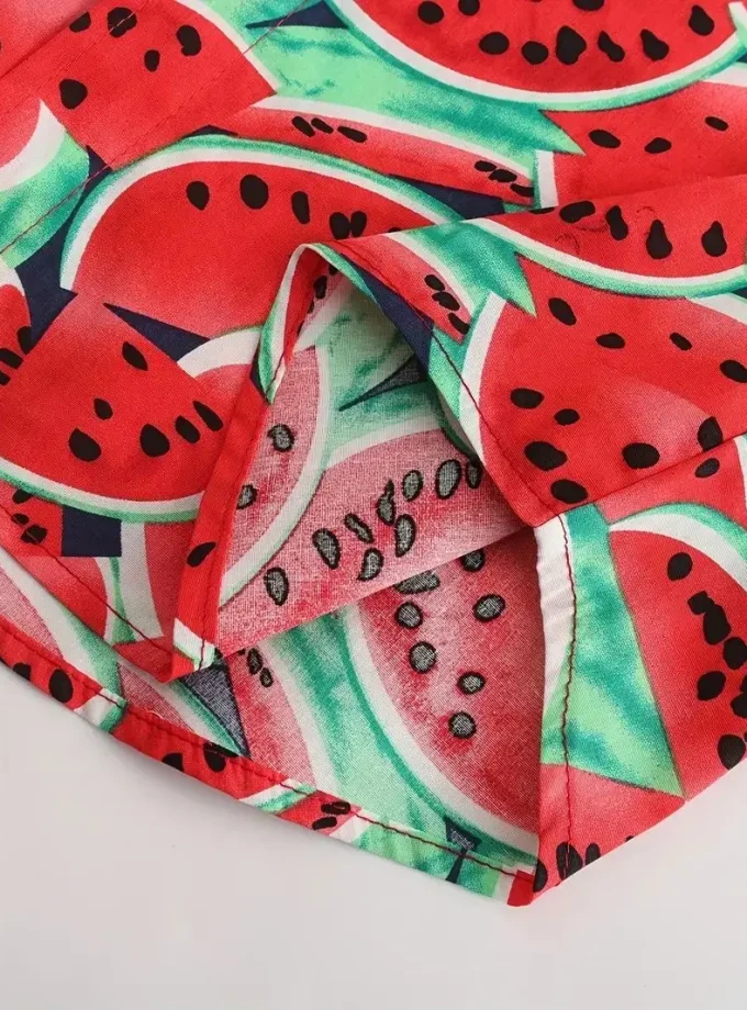 Men's Hawaiian Style Short Sleeve Button Lapel Shirt All-Over Watermelon 3D Print Breathable Sustainable Summer Resort Holidays