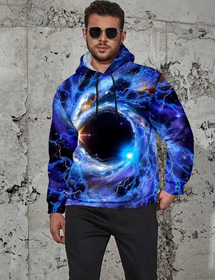 Men's Oversized Pullover Sweatshirt Long Sleeve 3D Galaxy Print Hoodie with Big Pocket Casual Fashion Fabric Material - Image 4