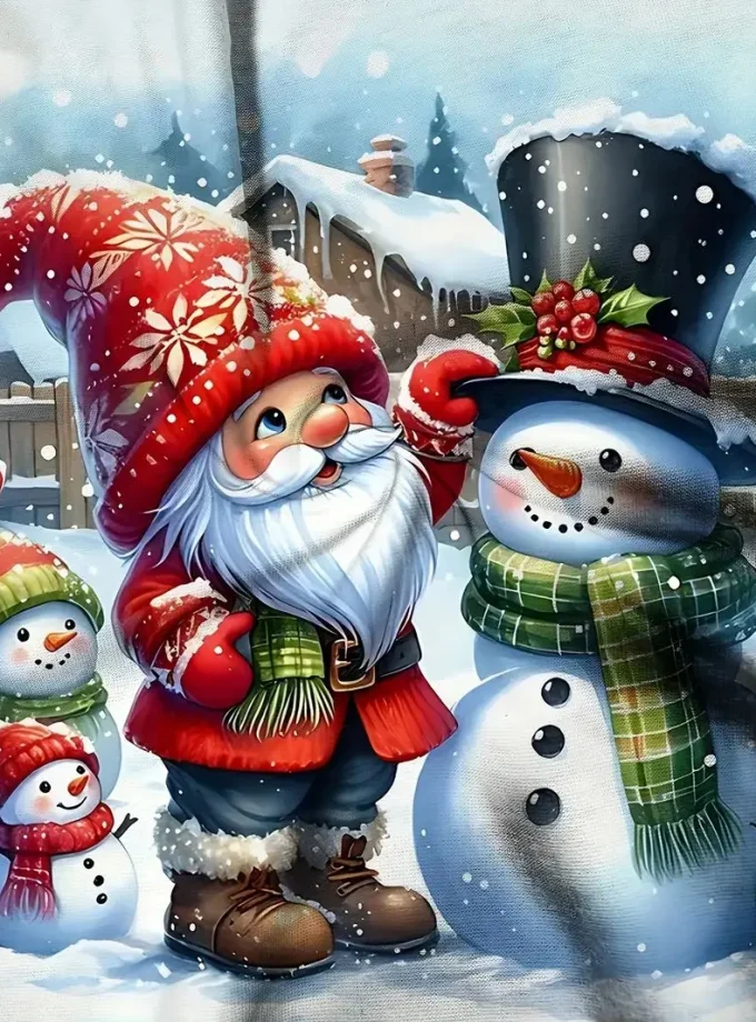 Men's Casual Short Sleeve V-Neck T-Shirt Snowman Graphic Print Knitted Clothing for Summer Outdoor Blank Design