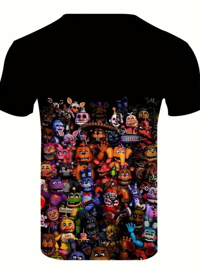 Men's 3D Printed Cartoon Characters Graphic Crew Neck Short Sleeve T-Shirt Crocheted V-Neck with Pattern Knitted Fabric