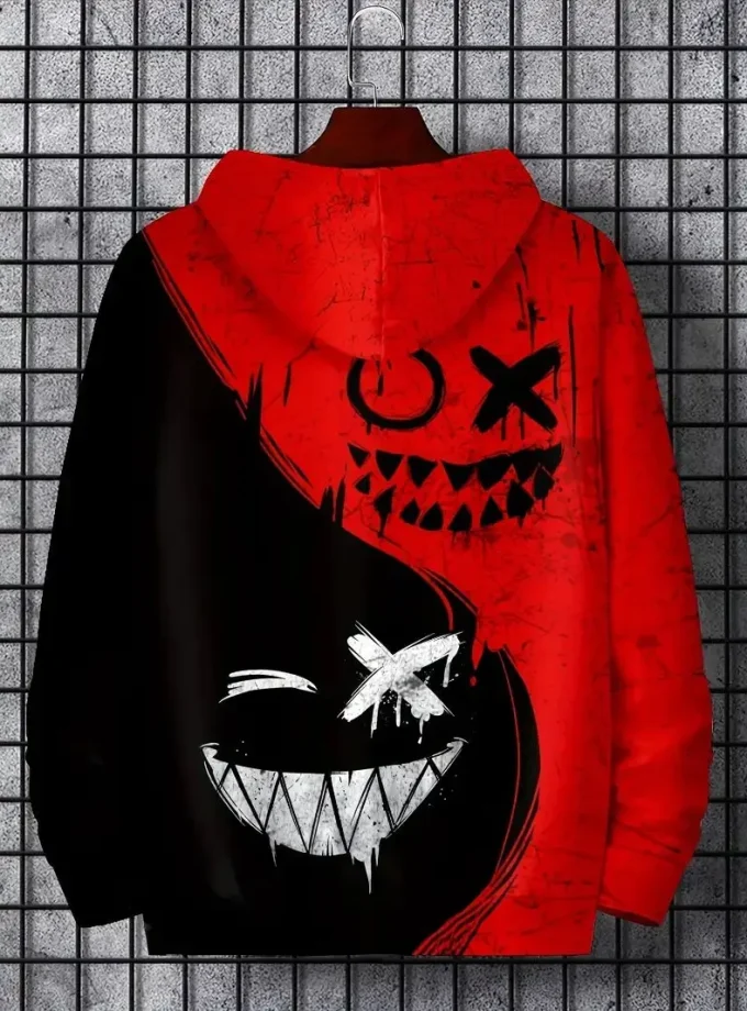 Men's Oversized 3D Printed Pullover Hoodie Casual Long Sleeve with Kangaroo Pocket Crocheted Weaving for Spring/ Fall/Winter