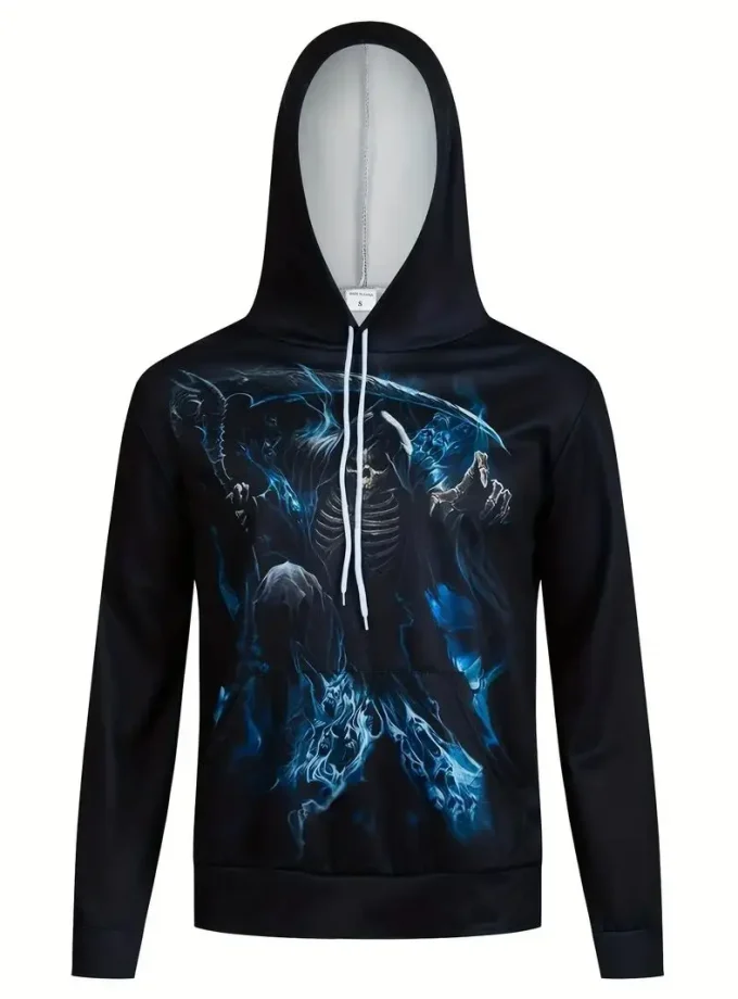 Men's Premium 3D Printed Skull Graphic Hoodie Comfortable Stretch Fit Breathable Active Wear Outdoor pullover hoodie