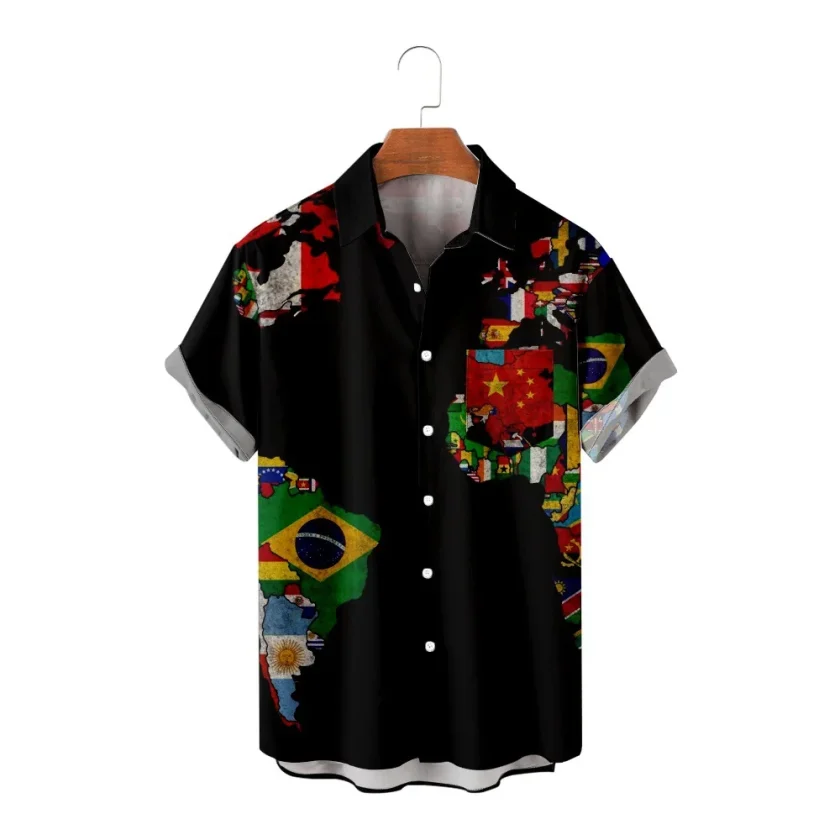 Men's  Shirt 3 D Digital Print Africa Map Vivid Short Sleeve Casual Shirts For Men - Image 6