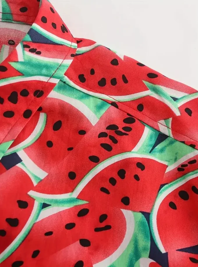 Men's Hawaiian Style Short Sleeve Button Lapel Shirt All-Over Watermelon 3D Print Breathable Sustainable Summer Resort Holidays