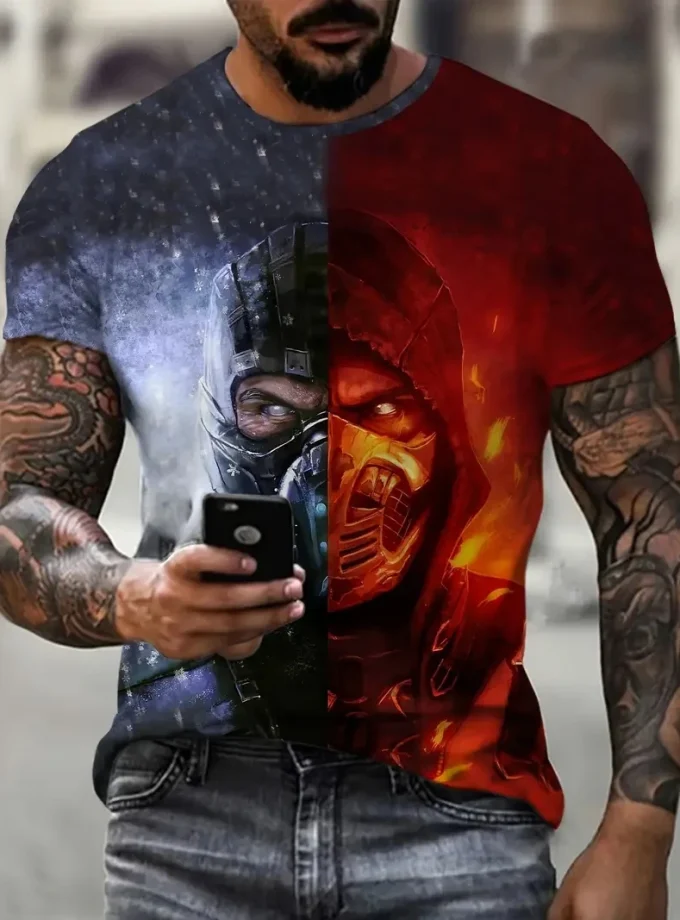 Men's 3D Printing T-shirt Crocheted with 120 Grams Japanese Ninja Style Photo Print Pattern Hot Sale T-shirt