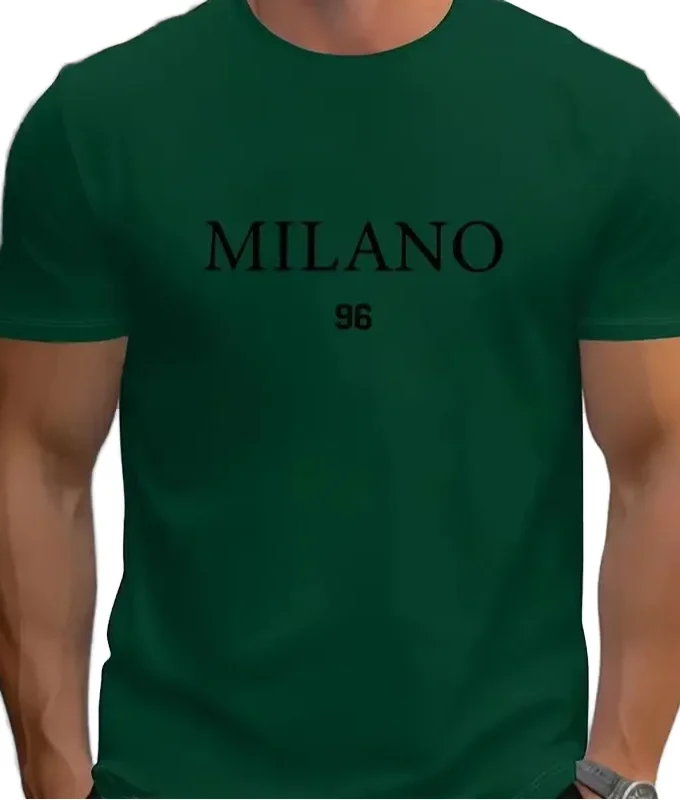 MILANO Summer Casual Men's Crew Neck Short Sleeve T-shirt Jersey Crocheted Top for Outdoor Fitness Daily Wear