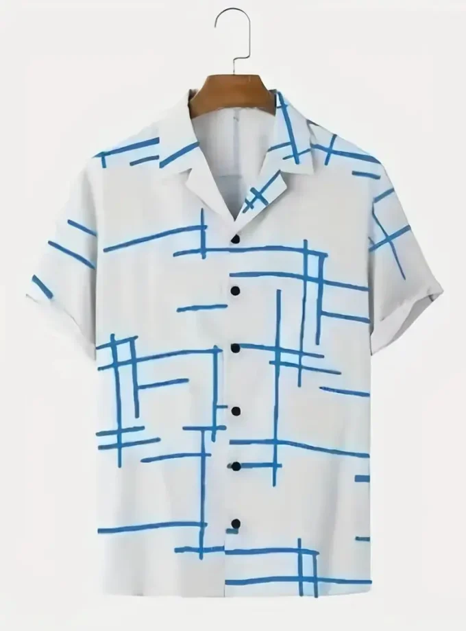 Men's Casual Summer Vacation-Ready Top Breathable Quick-Drying Hawaiian Shirt Stripe Print Relaxed Fit Short Sleeve Beach